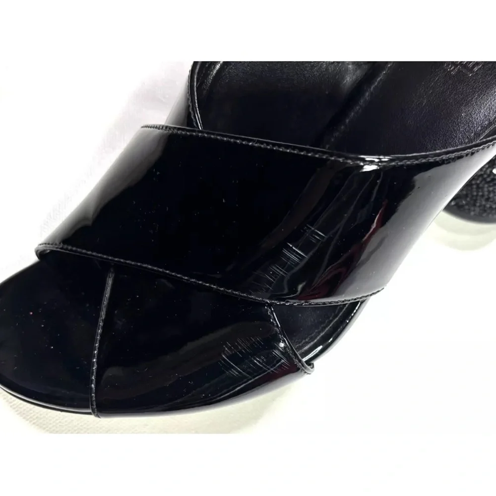 Michael Kors Black Patent Leather Block Heel Sandals - Picture 3 of 9